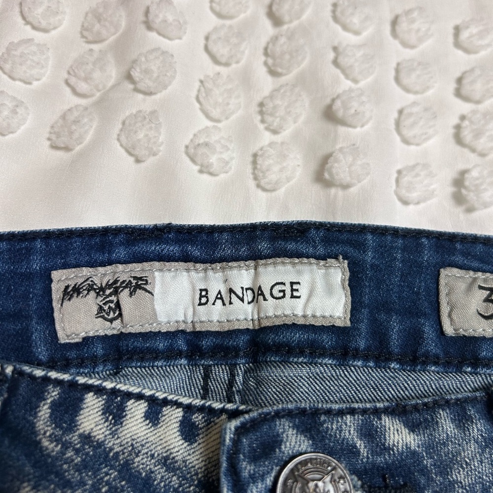 Men's Blue Wornstar Bandage Stage Denim Jeans - Picture 5 of 7